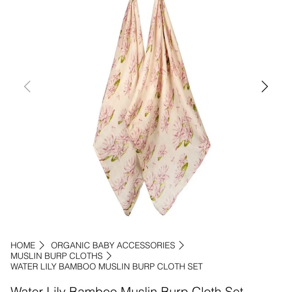 New “Water Lily Bamboo Muslin Burp Cloth Set”